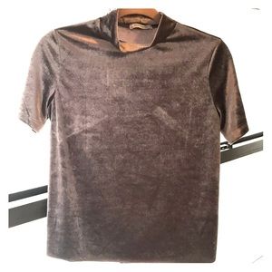 Zara Velvet short sleeve mock turtle neck top